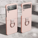 Custodia protettiva per telefono Skin Feeling PC + flanella con gancio ad anello, For Samsung Galaxy Z Flip4 5G