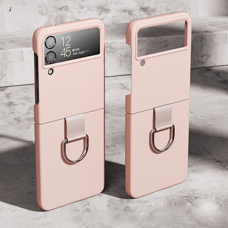 Custodia protettiva per telefono Skin Feeling PC + flanella con gancio ad anello, For Samsung Galaxy Z Flip4 5G