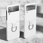 Custodia protettiva per telefono Skin Feeling PC + flanella con gancio ad anello, For Samsung Galaxy Z Flip4 5G