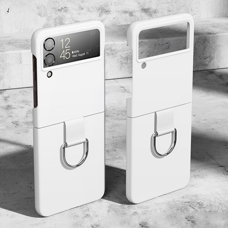 Custodia protettiva per telefono Skin Feeling PC + flanella con gancio ad anello, For Samsung Galaxy Z Flip4 5G