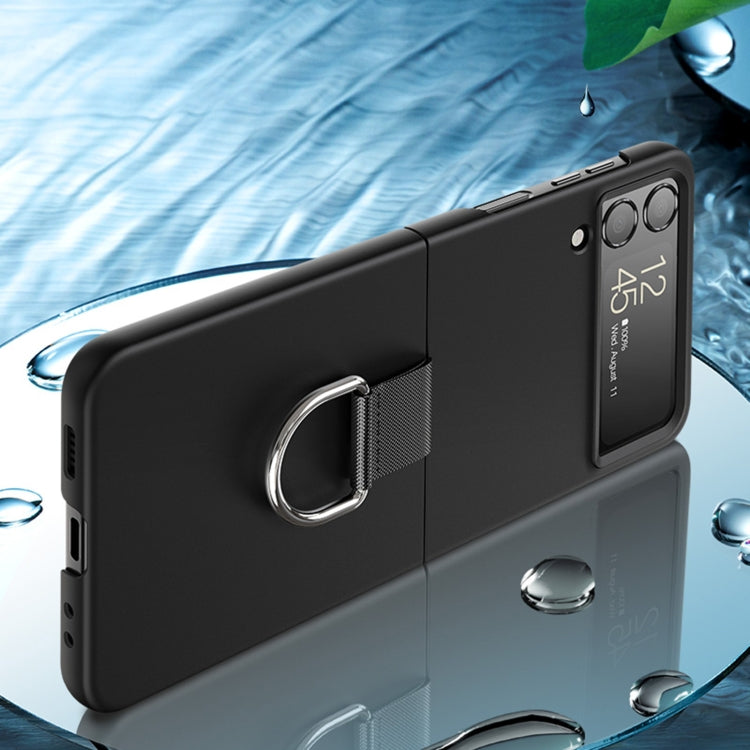 Custodia protettiva per telefono Skin Feeling PC + flanella con gancio ad anello, For Samsung Galaxy Z Flip4 5G