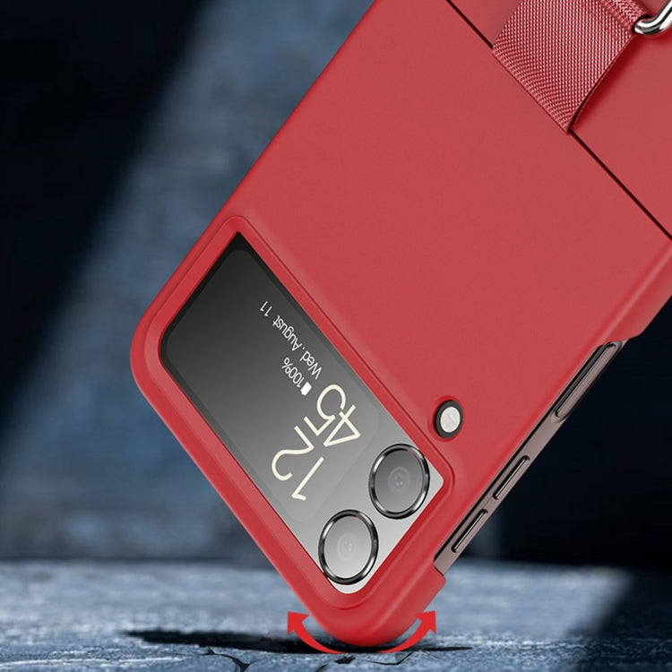 Custodia protettiva per telefono Skin Feeling PC + flanella con gancio ad anello, For Samsung Galaxy Z Flip4 5G
