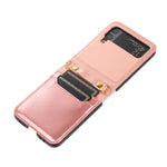 Custodia per telefono in pelle pieghevole a colori con cucitura con slot per schede, For Samsung Galaxy Z Flip4, For Samsung Galaxy Z Flip3 5G