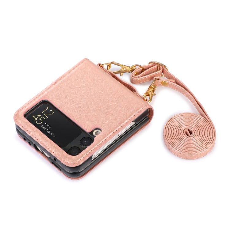 Custodia per telefono in pelle pieghevole a colori con cucitura con slot per schede, For Samsung Galaxy Z Flip4, For Samsung Galaxy Z Flip3 5G
