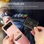 Custodia per telefono in pelle pieghevole a colori con cucitura con slot per schede, For Samsung Galaxy Z Flip4, For Samsung Galaxy Z Flip3 5G