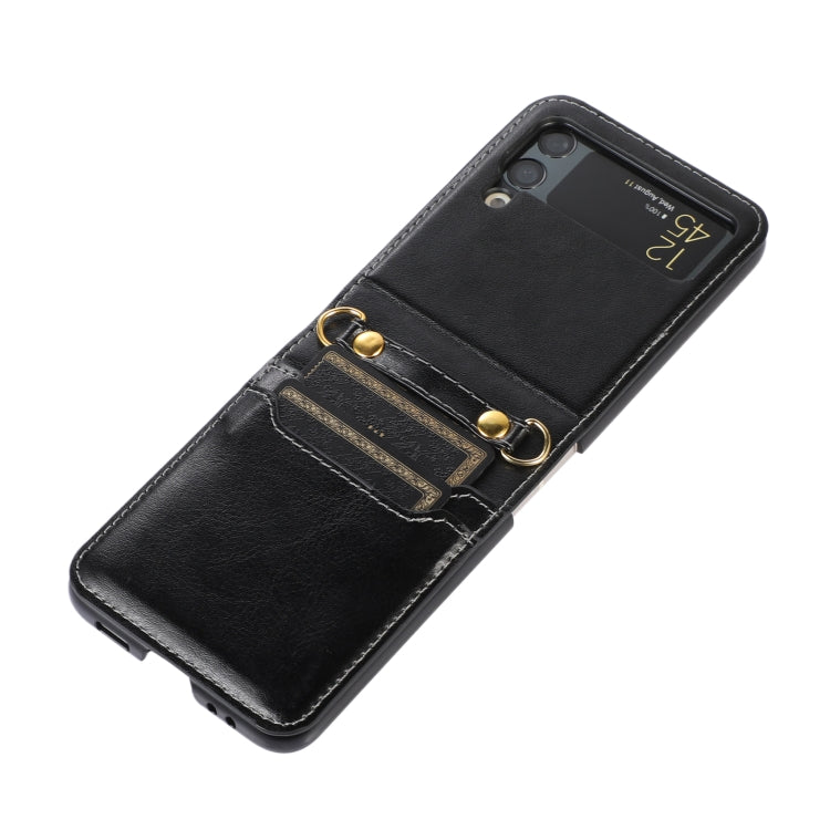 Custodia per telefono in pelle pieghevole a colori con cucitura con slot per schede, For Samsung Galaxy Z Flip4, For Samsung Galaxy Z Flip3 5G