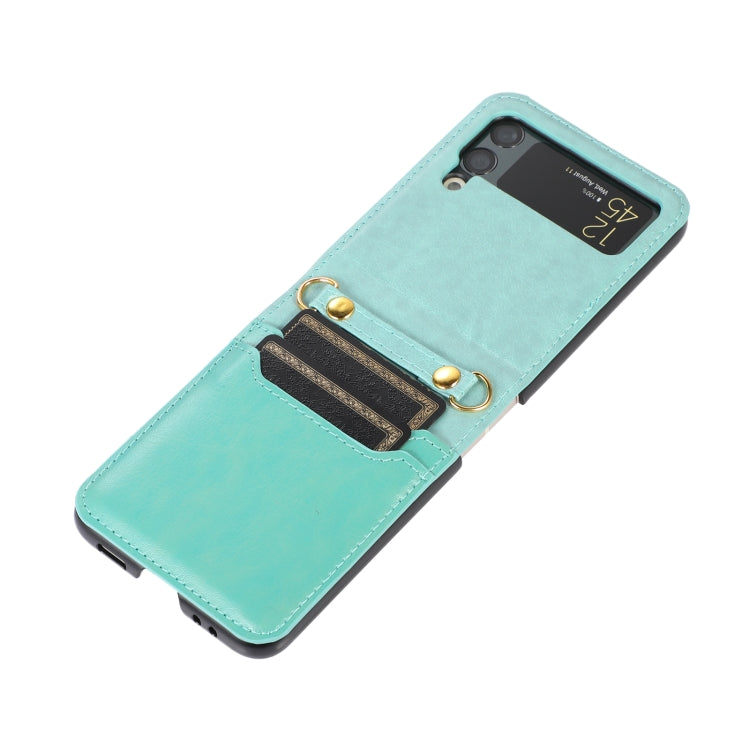 Custodia per telefono in pelle pieghevole a colori con cucitura con slot per schede, For Samsung Galaxy Z Flip4, For Samsung Galaxy Z Flip3 5G