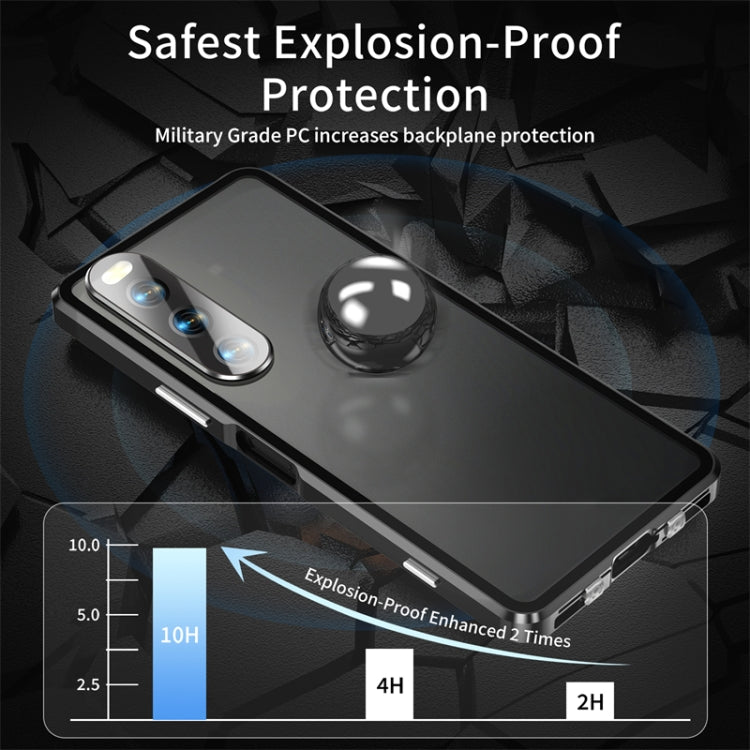 Custodia per telefono in vetro temperato in metallo magnetico HD, For Sony Xperia 10 IV