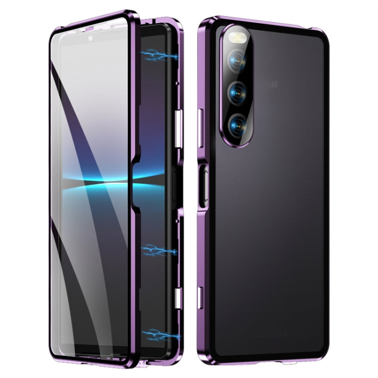 Custodia per telefono in vetro temperato in metallo magnetico HD, For Sony Xperia 10 IV