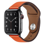 Cinturino per orologio con fibbia nera in pelle PU per Apple Watch Series, 7 45mm / 6&SE&5&4 44mm / 3&2&1 42mm