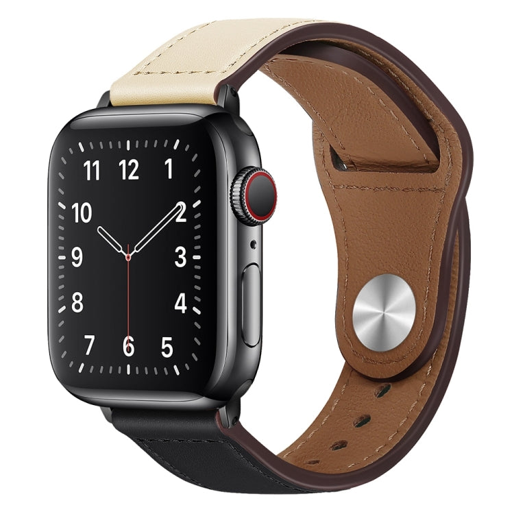 Cinturino per orologio con fibbia nera in pelle PU per Apple Watch Series, 7 45mm / 6&SE&5&4 44mm / 3&2&1 42mm