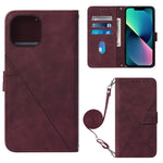 Custodia per cellulare in pelle con flip in rilievo 3D a tracolla, For iPhone 14, For iPhone 14 Plus, For iPhone 14 Pro, For iPhone 14 Pro Max