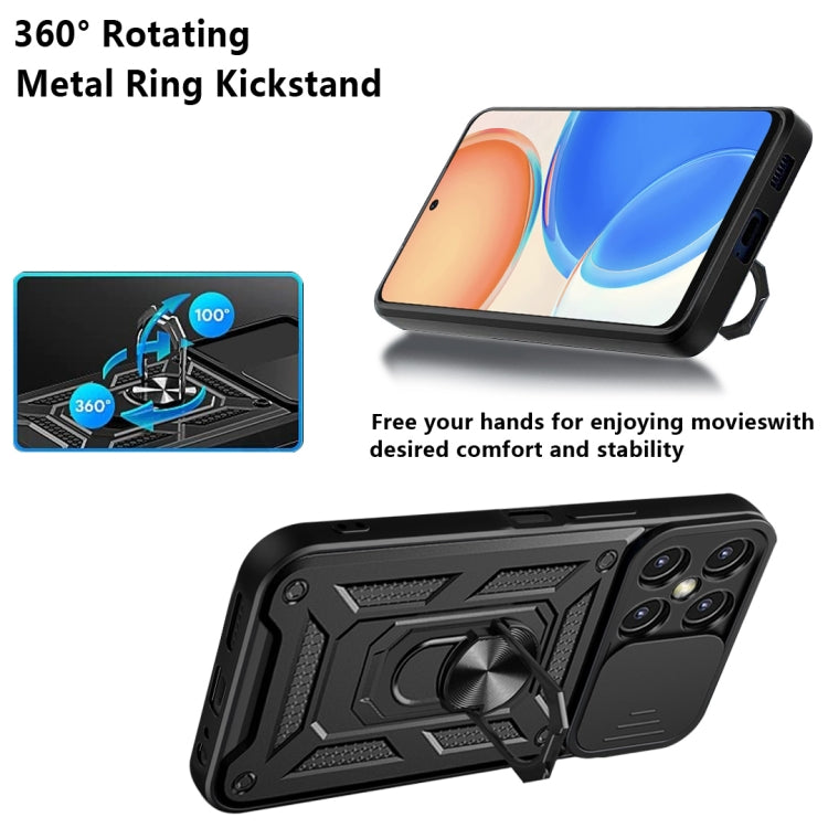 Design della fotocamera scorrevole Custodia per telefono in TPU + PC, For Honor X8, For Honor X9 5G/X9 4G, For OPPO A77/A57