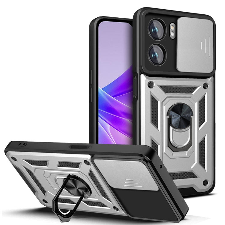 Design della fotocamera scorrevole Custodia per telefono in TPU + PC, For Honor X8, For Honor X9 5G/X9 4G, For OPPO A77/A57