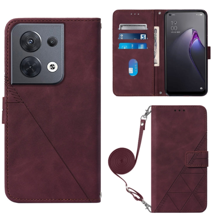 Custodia per cellulare in pelle con flip in rilievo 3D a tracolla, For OPPO Reno8, For OPPO Reno8 Pro, For OPPO Reno8 Pro+, For OnePlus Nord 2T