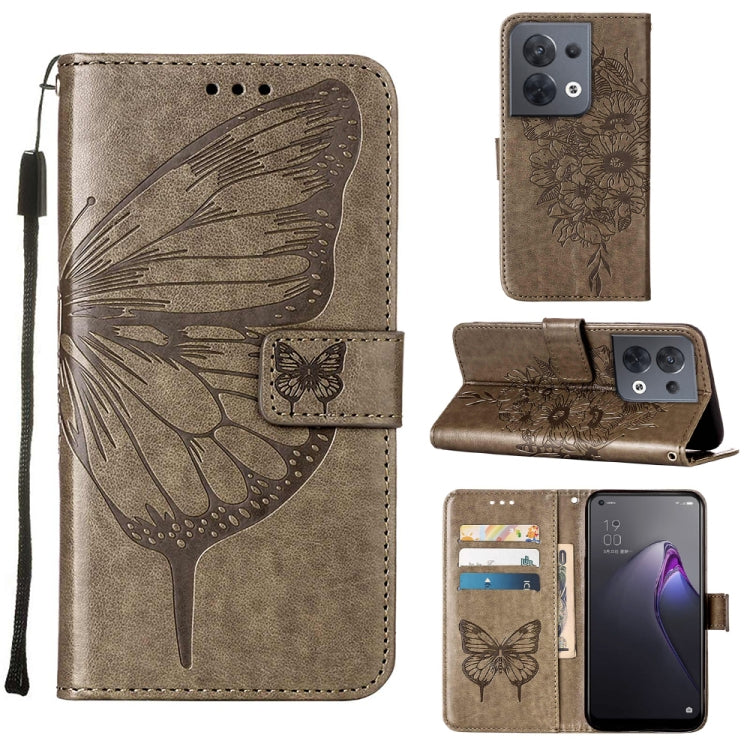 Custodia per telefono in pelle con vibrazione a farfalla goffrata, For OPPO Reno8, For OPPO Reno8 Pro, For OPPO Reno8 Pro+