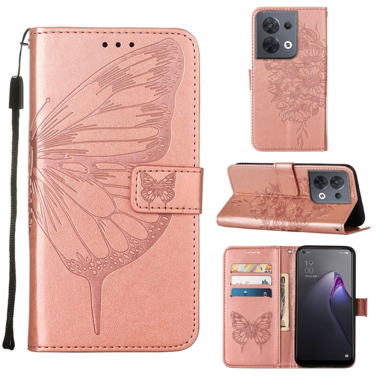 Custodia per telefono in pelle con vibrazione a farfalla goffrata, For OPPO Reno8, For OPPO Reno8 Pro, For OPPO Reno8 Pro+