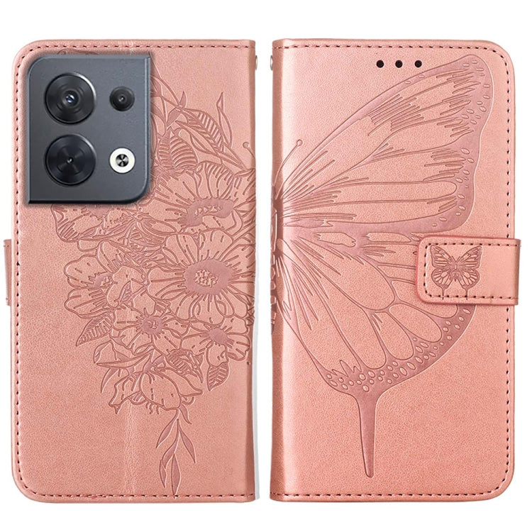 Custodia per telefono in pelle con vibrazione a farfalla goffrata, For OPPO Reno8, For OPPO Reno8 Pro, For OPPO Reno8 Pro+