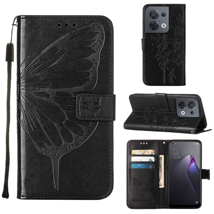 Custodia per telefono in pelle con vibrazione a farfalla goffrata, For OPPO Reno8, For OPPO Reno8 Pro, For OPPO Reno8 Pro+