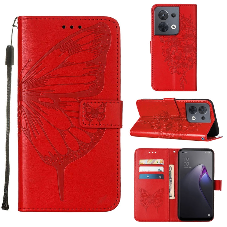 Custodia per telefono in pelle con vibrazione a farfalla goffrata, For OPPO Reno8, For OPPO Reno8 Pro, For OPPO Reno8 Pro+