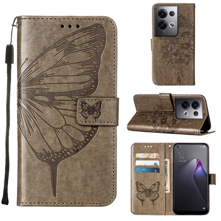 Custodia per telefono in pelle con vibrazione a farfalla goffrata, For OPPO Reno8, For OPPO Reno8 Pro, For OPPO Reno8 Pro+