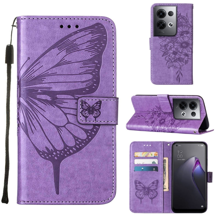 Custodia per telefono in pelle con vibrazione a farfalla goffrata, For OPPO Reno8, For OPPO Reno8 Pro, For OPPO Reno8 Pro+