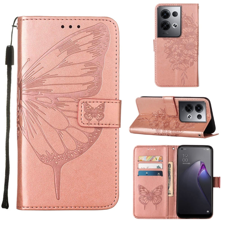 Custodia per telefono in pelle con vibrazione a farfalla goffrata, For OPPO Reno8, For OPPO Reno8 Pro, For OPPO Reno8 Pro+