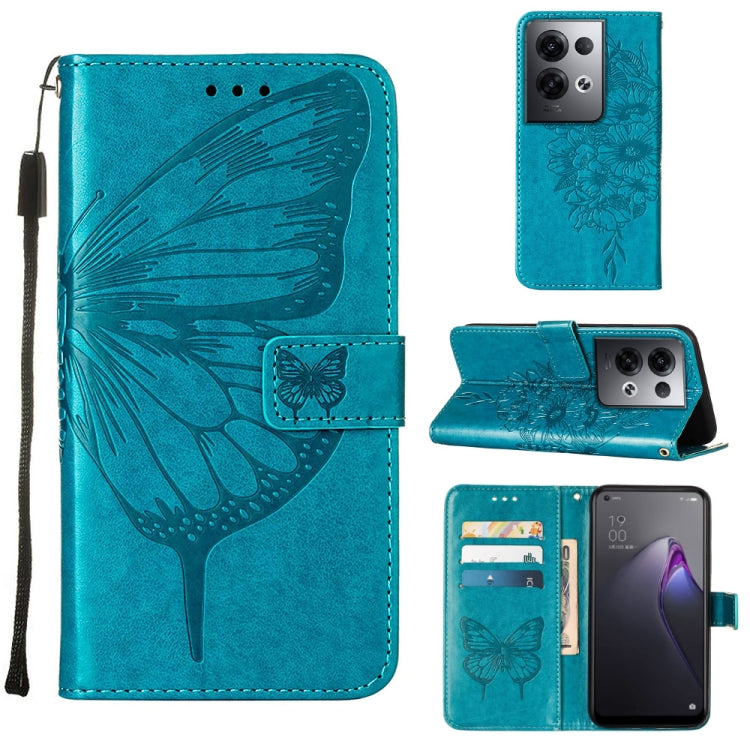 Custodia per telefono in pelle con vibrazione a farfalla goffrata, For OPPO Reno8, For OPPO Reno8 Pro, For OPPO Reno8 Pro+