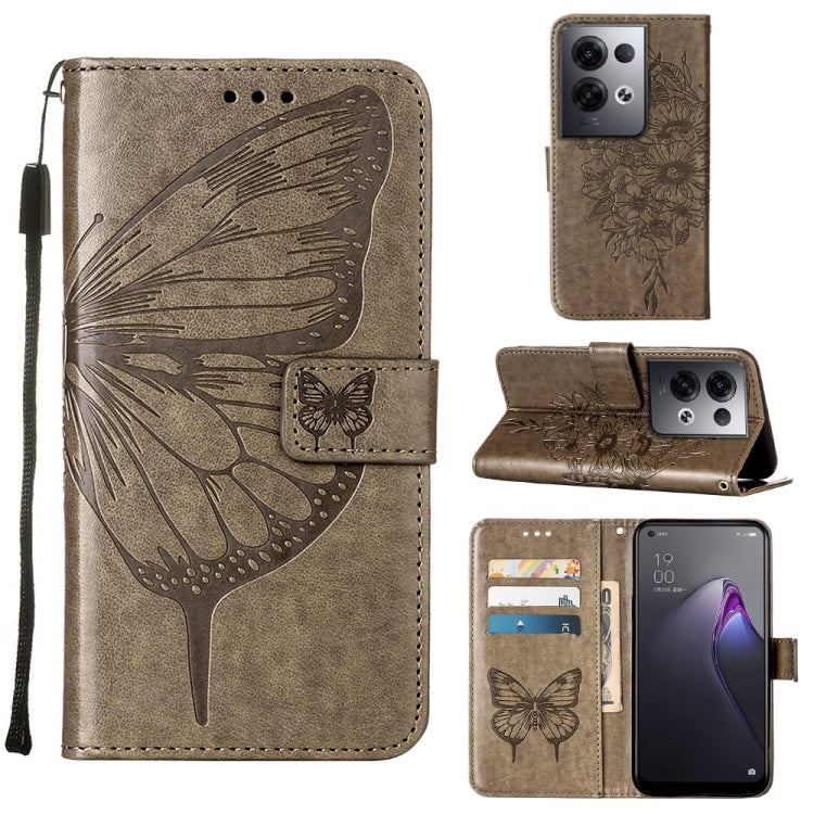 Custodia per telefono in pelle con vibrazione a farfalla goffrata, For OPPO Reno8, For OPPO Reno8 Pro, For OPPO Reno8 Pro+