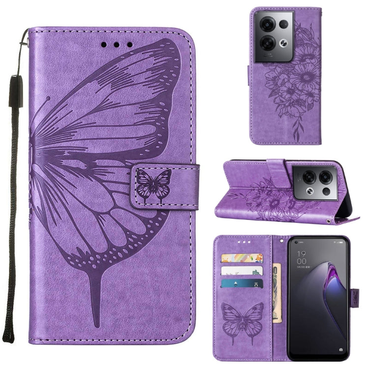 Custodia per telefono in pelle con vibrazione a farfalla goffrata, For OPPO Reno8, For OPPO Reno8 Pro, For OPPO Reno8 Pro+