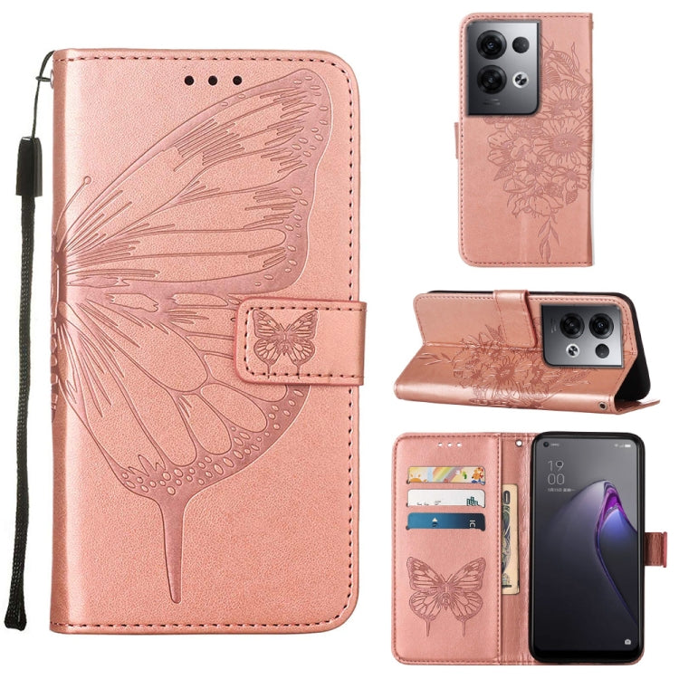 Custodia per telefono in pelle con vibrazione a farfalla goffrata, For OPPO Reno8, For OPPO Reno8 Pro, For OPPO Reno8 Pro+