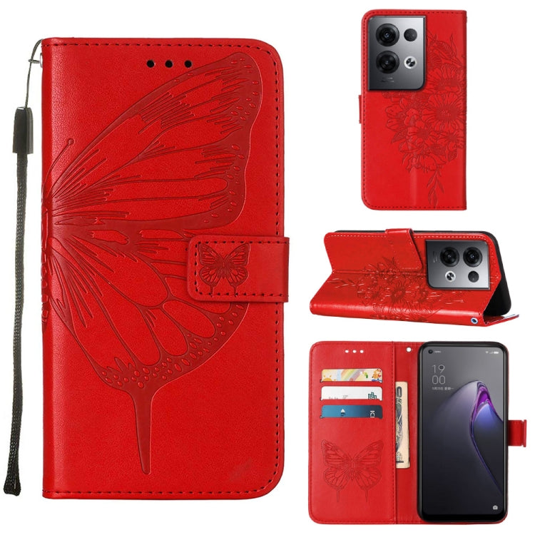 Custodia per telefono in pelle con vibrazione a farfalla goffrata, For OPPO Reno8, For OPPO Reno8 Pro, For OPPO Reno8 Pro+
