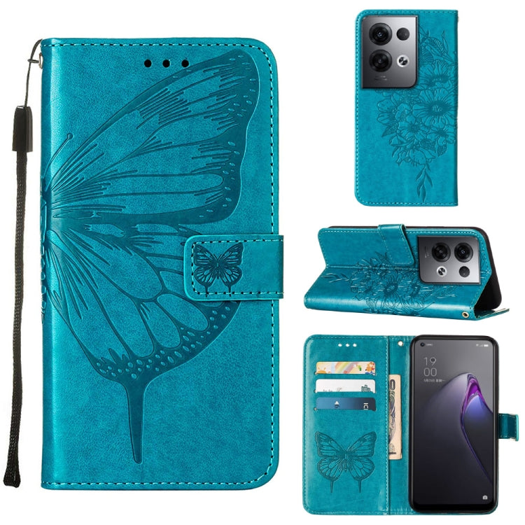 Custodia per telefono in pelle con vibrazione a farfalla goffrata, For OPPO Reno8, For OPPO Reno8 Pro, For OPPO Reno8 Pro+