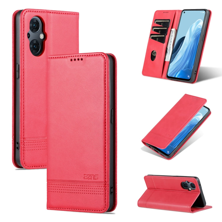 AZNS Custodia per telefono in pelle a conchiglia con struttura in vitello magnetico, For OPPO Reno8 Lite, For Honor Play 30