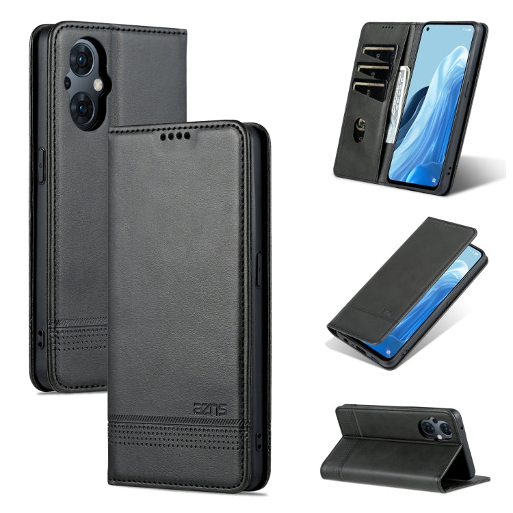 AZNS Custodia per telefono in pelle a conchiglia con struttura in vitello magnetico, For OPPO Reno8 Lite, For Honor Play 30