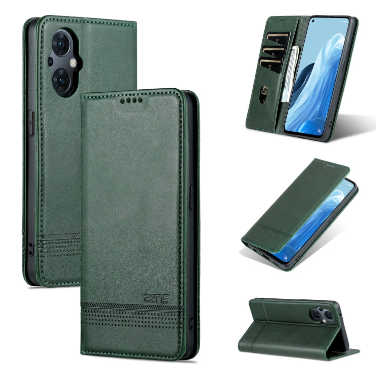 AZNS Custodia per telefono in pelle a conchiglia con struttura in vitello magnetico, For OPPO Reno8 Lite, For Honor Play 30