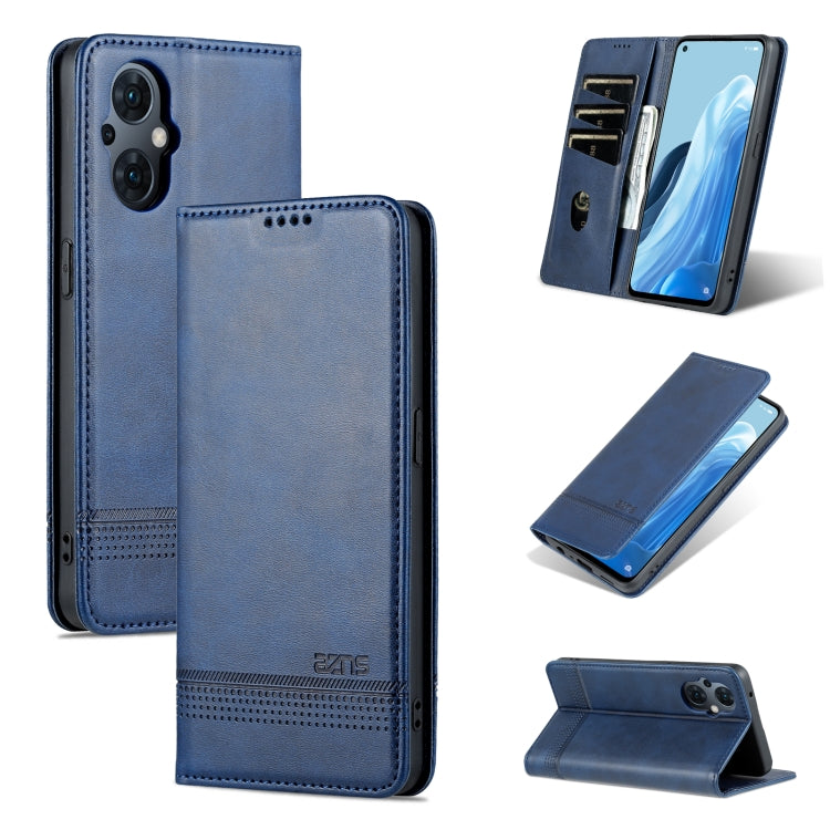 AZNS Custodia per telefono in pelle a conchiglia con struttura in vitello magnetico, For OPPO Reno8 Lite, For Honor Play 30