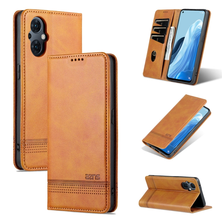 AZNS Custodia per telefono in pelle a conchiglia con struttura in vitello magnetico, For OPPO Reno8 Lite, For Honor Play 30