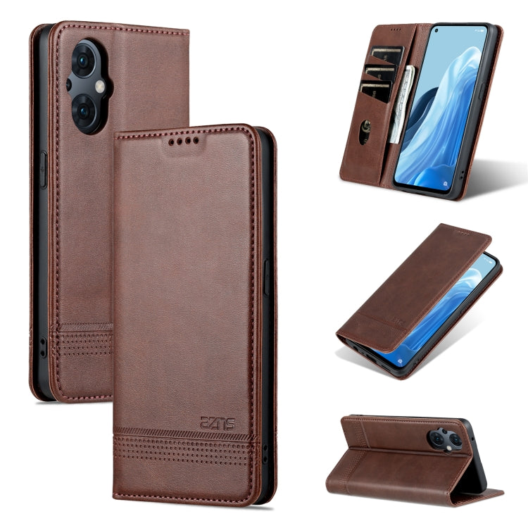 AZNS Custodia per telefono in pelle a conchiglia con struttura in vitello magnetico, For OPPO Reno8 Lite, For Honor Play 30