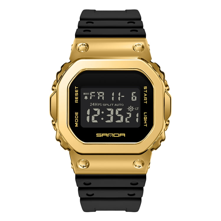 SANDA 2126 Orologio elettronico doppio display impermeabile luminoso a specchio temperato