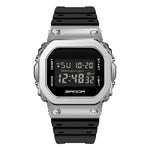 SANDA 2126 Orologio elettronico doppio display impermeabile luminoso a specchio temperato