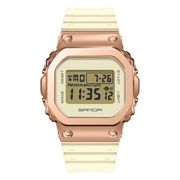 SANDA 2126 Orologio elettronico doppio display impermeabile luminoso a specchio temperato