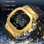 SANDA 2126 Orologio elettronico doppio display impermeabile luminoso a specchio temperato