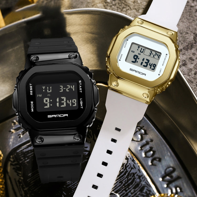 SANDA 2126 Orologio elettronico doppio display impermeabile luminoso a specchio temperato