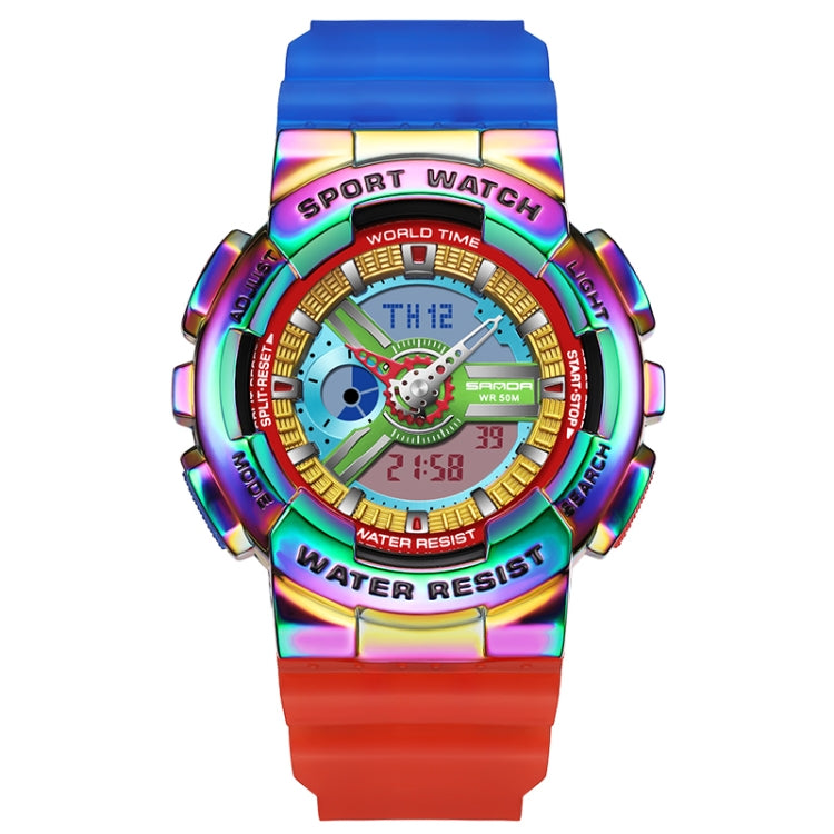 Orologio elettronico Sanda 3137 con cinturino in TPU luminoso impermeabile a doppio display