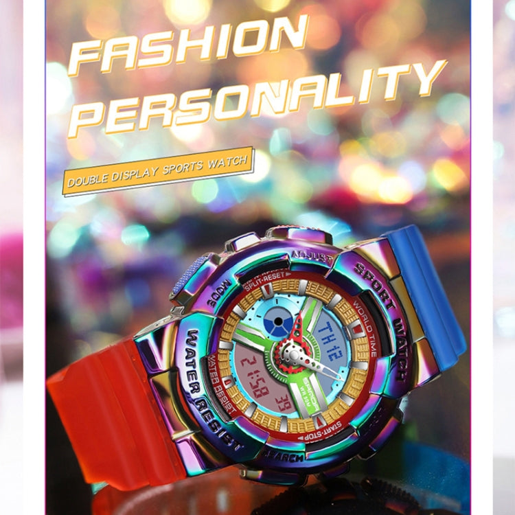Orologio elettronico Sanda 3137 con cinturino in TPU luminoso impermeabile a doppio display