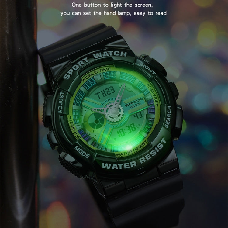 Orologio elettronico Sanda 3137 con cinturino in TPU luminoso impermeabile a doppio display