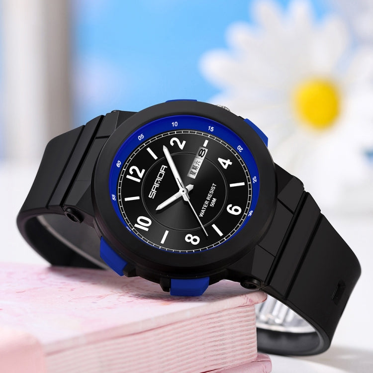 Sanda 6097 Orologio elettronico impermeabile con doppio calendario e cinturino in TPU
