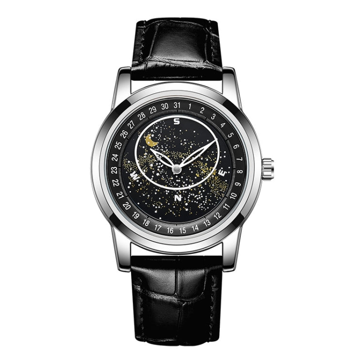 Orologio meccanico impermeabile luminoso con cinturino in pelle Sanda 7001