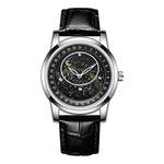 Orologio meccanico impermeabile luminoso con cinturino in pelle Sanda 7001